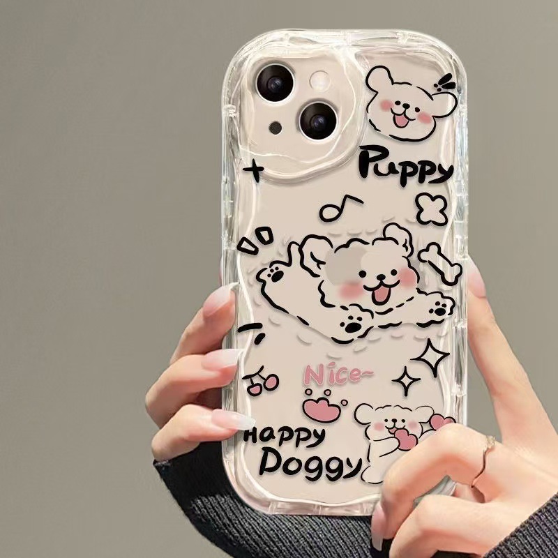 Funda para Teléfono con Diseño de Cachorro Adorable Compatible con Apple 17/13pro, iPhone14/16, Diseño Crema para Mujer, 15pro Anti-caídas