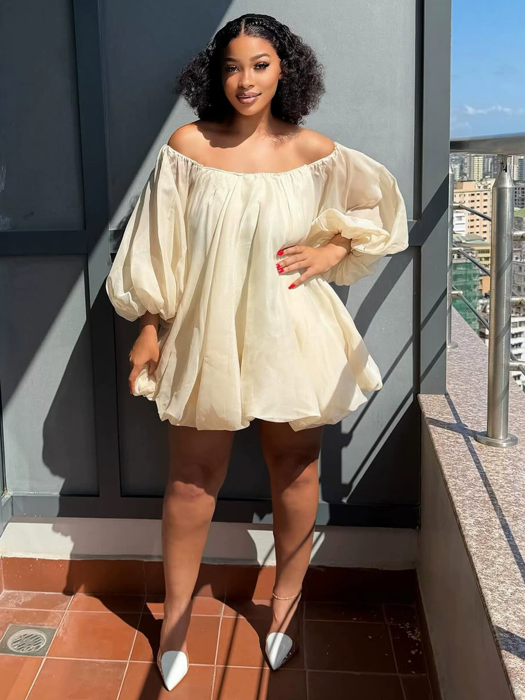 Платье (Nini Victoria) plus-size европейского стиля, открытые плечи, ткань slip, 0XL–4XL