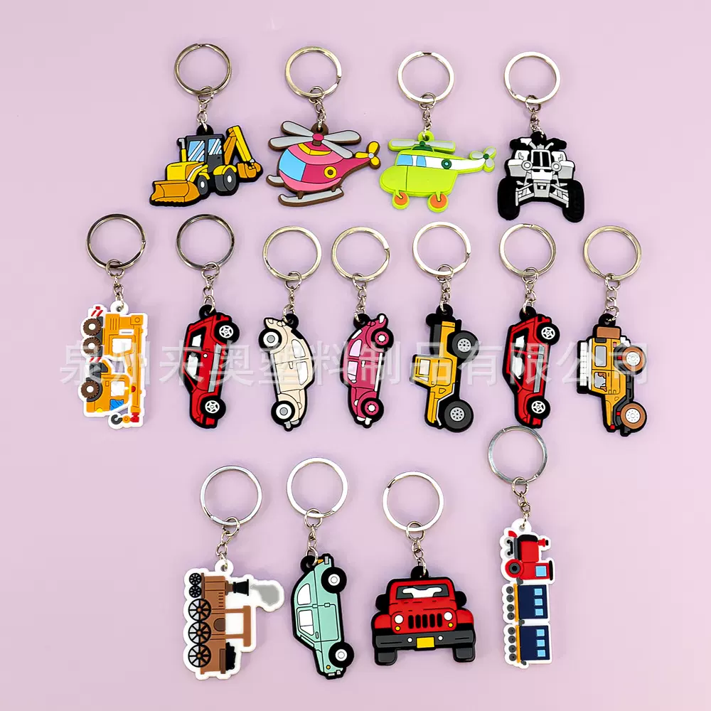 跨境小汽车钥匙环可爱包包挂件钥匙链LOGO现货卡通PVC软胶钥匙扣