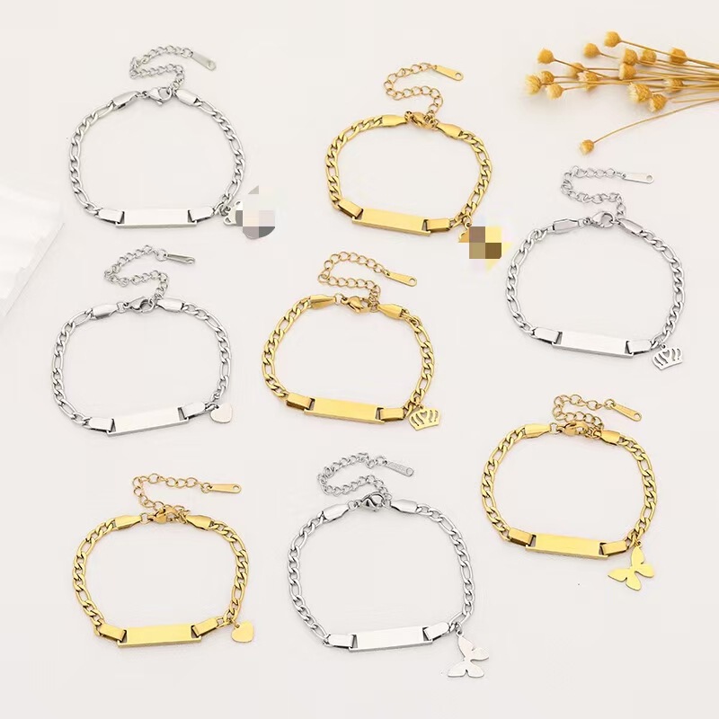 Cross-border hot-selling stainless steel children's bracelet diy lettering bracelet straight row crown love pendant children's first hand Cross-border hot-selling stainless steel children's bracelet diy lettering bracelet straight row crown love pendant children's first hand