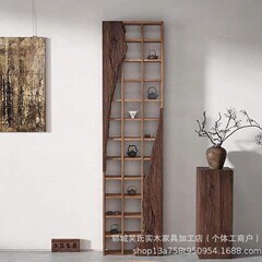 老榆木博古架家用实木装饰靠墙多格储物柜客厅多功能整理架