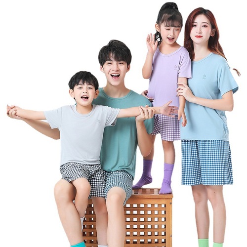 Parent-child home clothes suit boys Modal children's pajamas summer thin short-sleeved casual girls suit wholesale