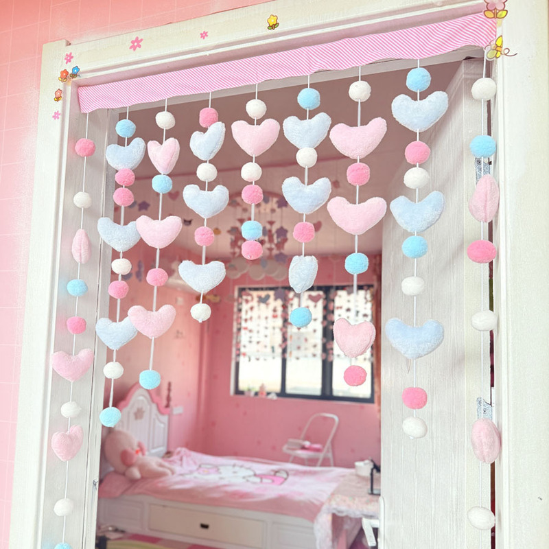 Girl's Heart Korean-style Cute Pink Peach Love Punch-free Pendant Room Door Hanging Ornaments Small Door Curtain Partition Hanging Curtain Line Curtain Girl's Heart Korean-style Cute Pink Peach Love Punch-free Pendant Room Door Hanging Ornaments Small Door Curtain Partition Hanging Curtain Line Curtain