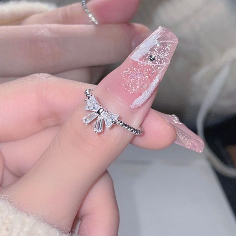 Escape Princess Flash Diamond Bow Ring Ins Student Simple Temperament Cold Style Niche High-grade Sense Ring Tide Escape Princess Flash Diamond Bow Ring Ins Student Simple Temperament Cold Style Niche High-grade Sense Ring Tide