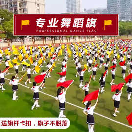 演出道具旗红黄双面舞蹈儿童学生跳舞比赛体操运动会方队表演红旗