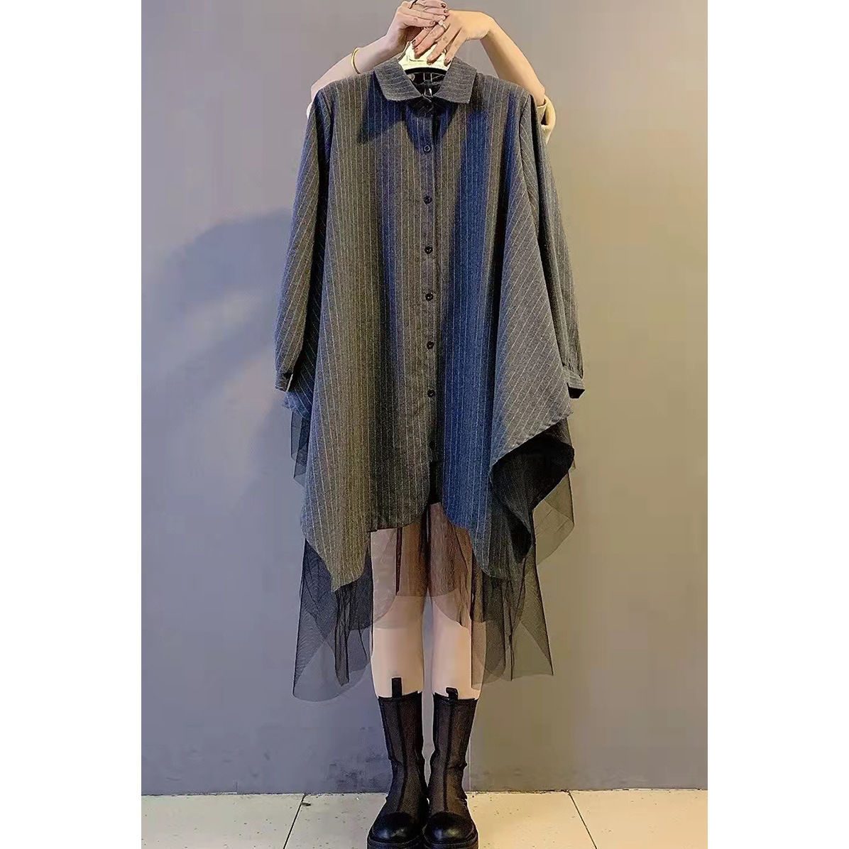 Foreign Trade Japanese Export Brand Cut Label Original 2022 Autumn New Western Style Loose Large Size Shirt Dress for Women