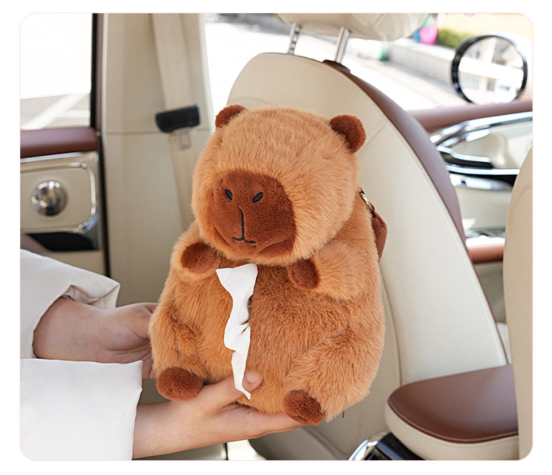 Cute Car Tissue Box Hanging Type Creative Capybara Car Tissue Box Car Tissue Hanging Bag Tissue Pack