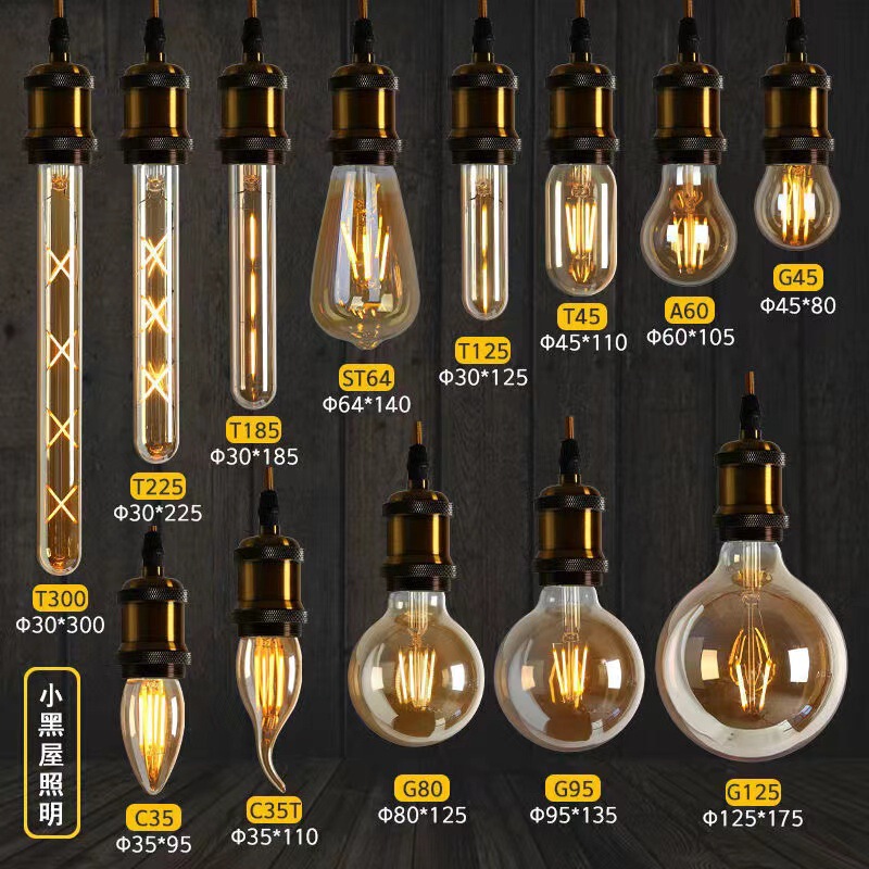 Edison bulb led bulb retro Edison incandescent bulb ST64 HD led lamp warm yellow light source