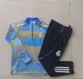 2526 Half-Zip Real Madrid Blue Green Striped Ink Splatter - Real Madrid