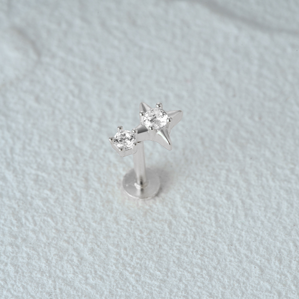 2g Weight Zircon Inlay Material Ear Studs Classification 1 Piece Quantity Daily Occasion 925 Sterling Silver Material Geometric Pattern Women's Gender Plating Design Simple Style Style 1 Piece Ear Cartilage Rings & Studs Simple Style Geometric 925 Sterling Silver Plating Zircon 45