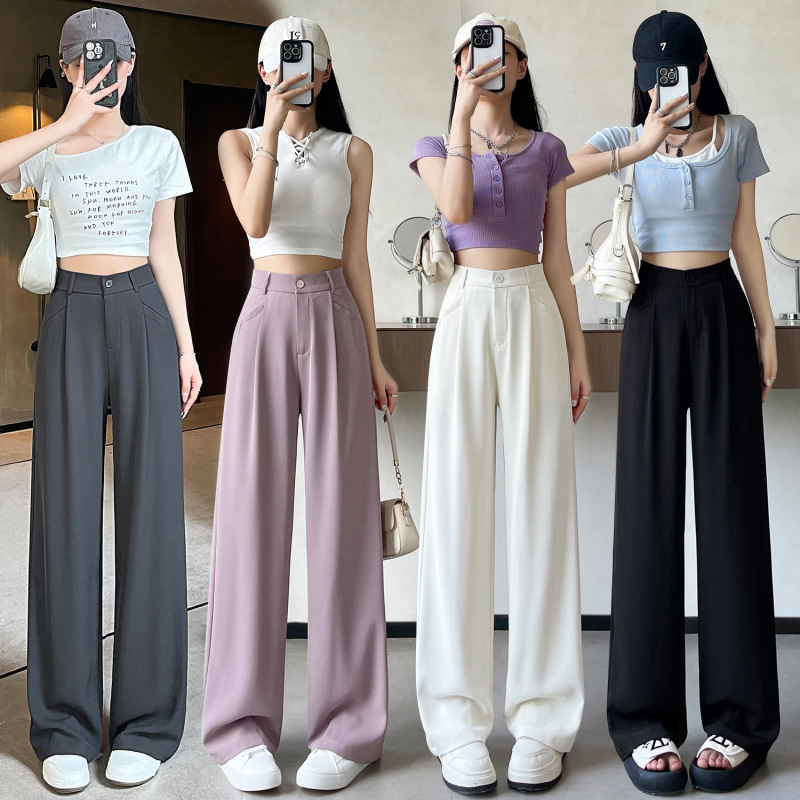 25 Summer Narrow Fit Suit Wide-Leg Pants High Waist Draped Loose Straight Casual Pants Slimming for Petite Figures Slightly Stretchy Comfortable 25 Summer Narrow Fit Suit Wide-Leg Pants High Waist Draped Loose Straight Casual Pants Slimming for Petite Figures Slightly Stretchy Comfortable
