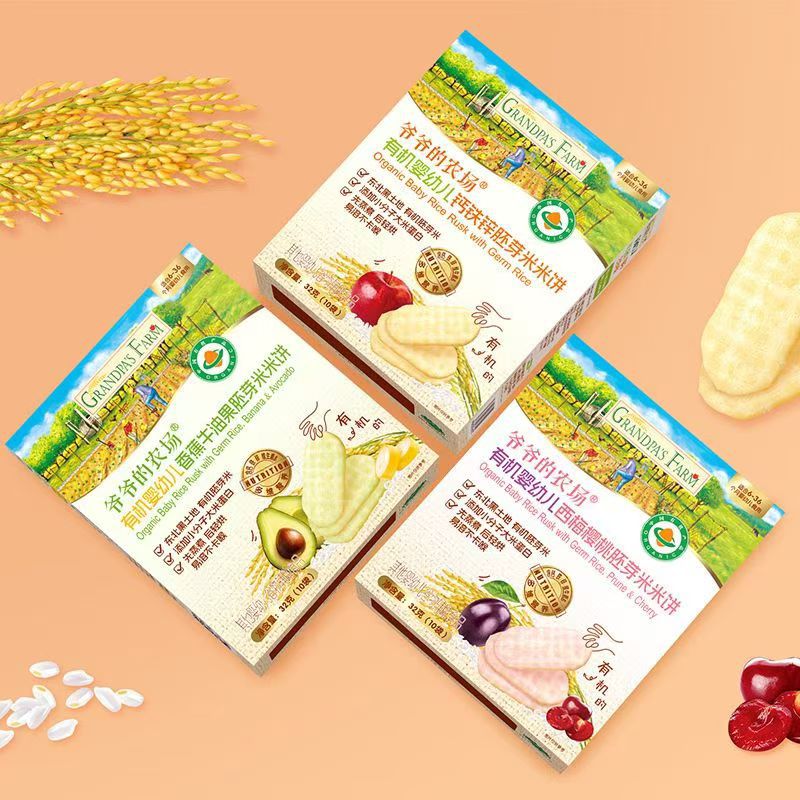 Organic Infant Germ Rice Cakes 32g Teething Stick Biscuits Baby Snacks