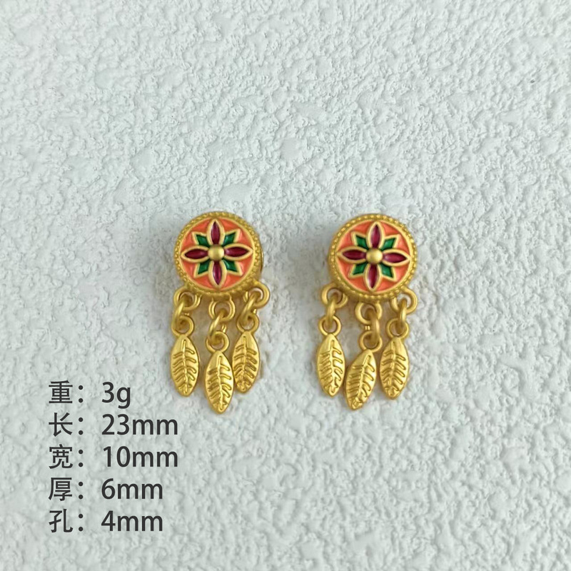 古法金保色竹节通孔福字画油吊坠配件国风节节高升竹子服饰材料包|undefined