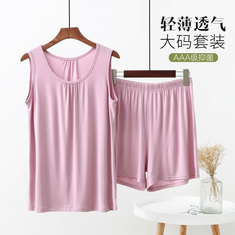 Modal Loose Mom Pajamas and Pajamas Set Summer Women's Thin Vest Shorts Can Be Worn Outside Two-Piece Set