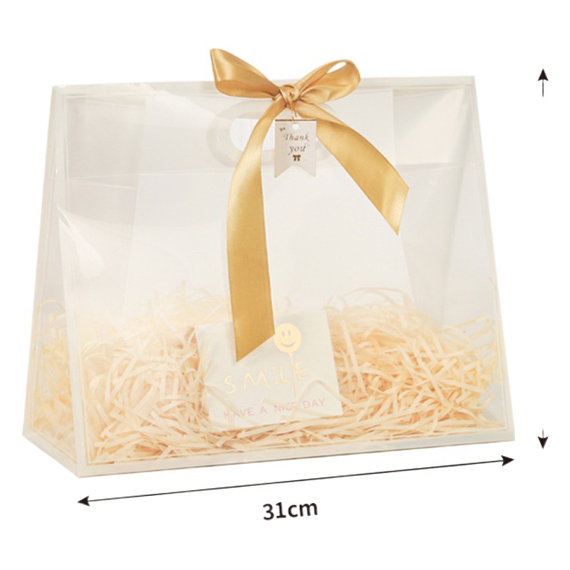 pp transparent frosted tote bag festival gift pvc plastic gift bag clothing shopping bag ins style packaging bag