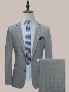 Retro British Style Suit Men's Suit Korean Style Fashionable Simple Slim Fit Big-Name Plaid Elegant Young and Middle-Aged Suit