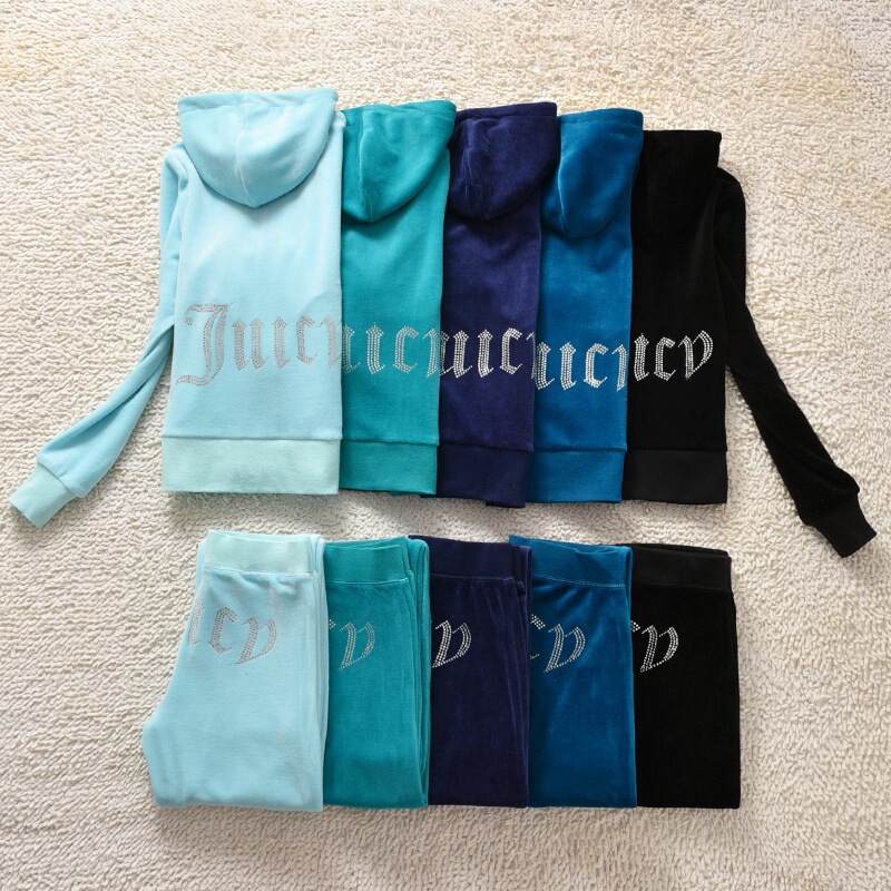 New Spring and Autumn Women's Velvet Casual Sports Set with Rhinestone Letter Print, Hooded Cardigan and Straight Pants, Two-Piece Set in Stock