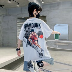 Multiple Options Summer Streetwear Brand Large Children's White Short Sleeve T-shirt for Boys and Girls Children Base Shirt Top Children's Clothing