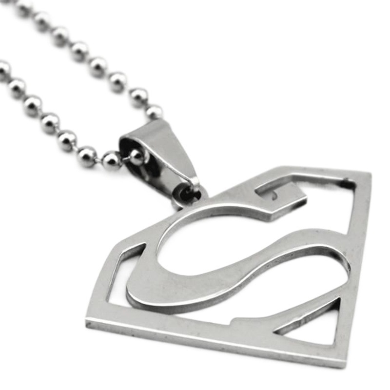 Superman stainless steel pendant necklace Super man pendant jewelry hot sale superhero necklace wholesale