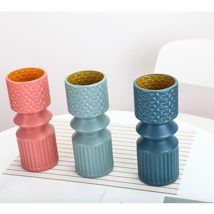 落下防止プラスチック花瓶ドライフラワーフラワーアレンジメント水耕栽培プラスチック花瓶リビングルームクリエイティブ小さな新鮮な装飾品フラワーアレンジメント装飾|undefined