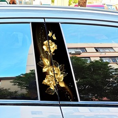 国境を越えた対外貿易自動車の中柱シールb柱保護膜金色花卉薔薇アニメ窓装飾車貼り画