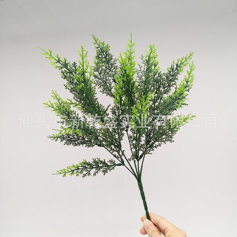跨境亚马逊人造仿真绿植松柏五头把束圣诞节家居气氛装饰摆设盆景|undefined