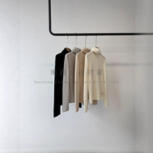 羊驼绒桑蚕丝羊绒羊毛混打底衫女~无缝堆堆领软糯贴肤内搭毛衣冬