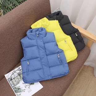 Children's Down Cotton Vest Men's Baby's Vest Girls' Waistcoat Autumn and Winter Outer Wear Korean Style Thickened Vest Trendy