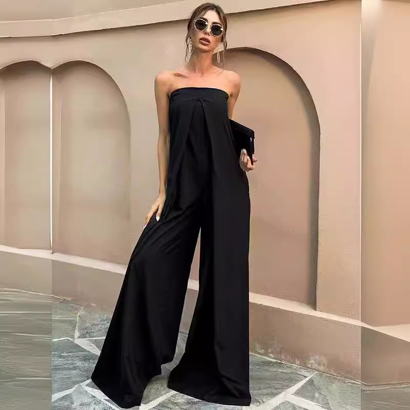 2025 spring and summer new women's clothing Europe and the United States foreign trade Amazon new jumpsuit with collar slim fit trousers long sleeve