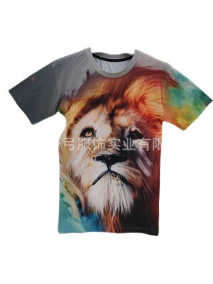 Foreign trade European code Lion King Digital printing T-shirt 3D HD Avatar sublimation printing T-Shirt wholesale in large quantities Foreign trade European code Lion King Digital printing T-shirt 3D HD Avatar sublimation printing T-Shirt wholesale in large quantities