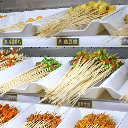 Display cabinet for hot pot restaurant, vegetable plate for hot pot skewers, stall for commercial fried skewers and fried goods, plastic barbecue plate, wholesale