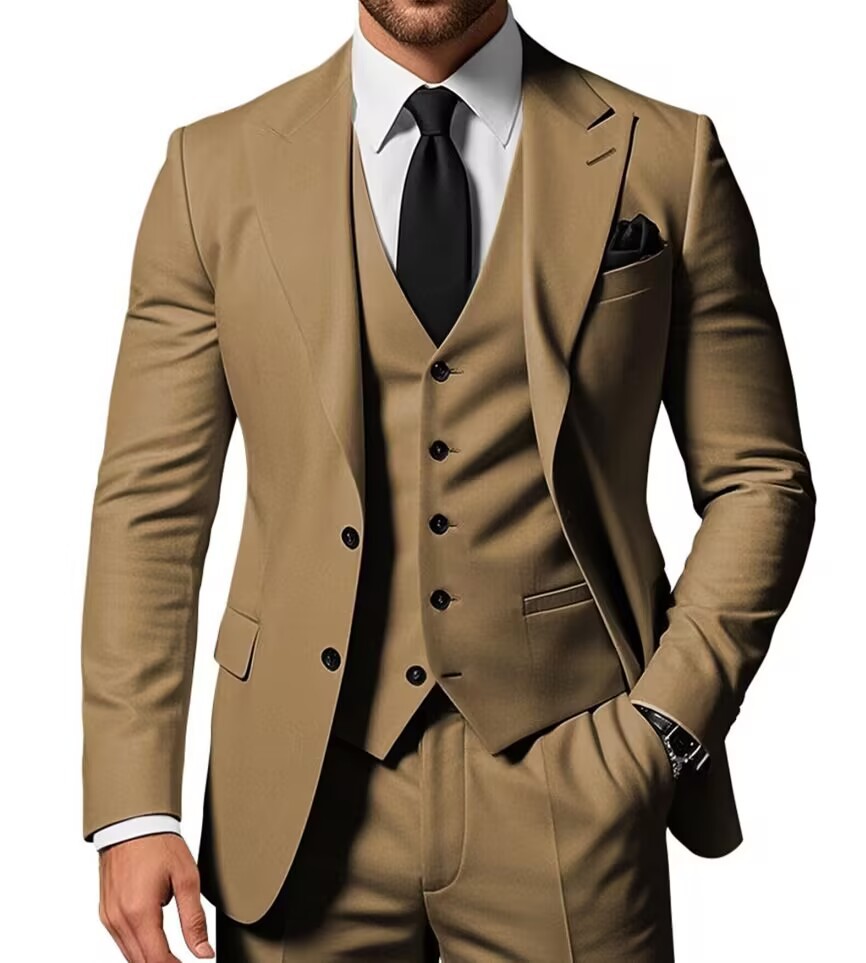 Nuevo traje de hombre traje de tres piezas casual de negocios banquete de baile traje delgado vestido de playa de boda