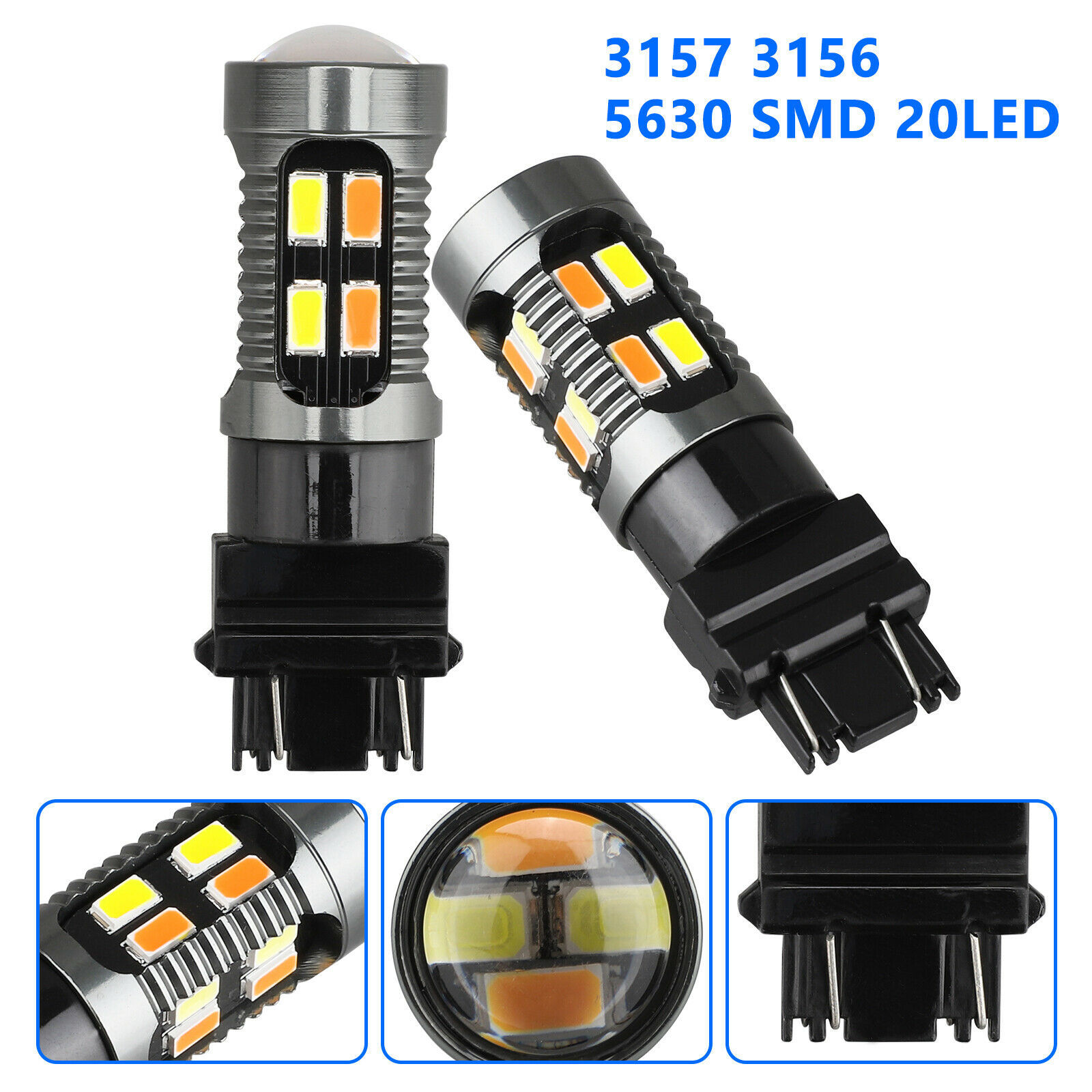 Luz de freno LED de automóvil 3157 20SMD5630 blanco + amarillo de dos colores luz de freno alta luz de marcha atrás brillante