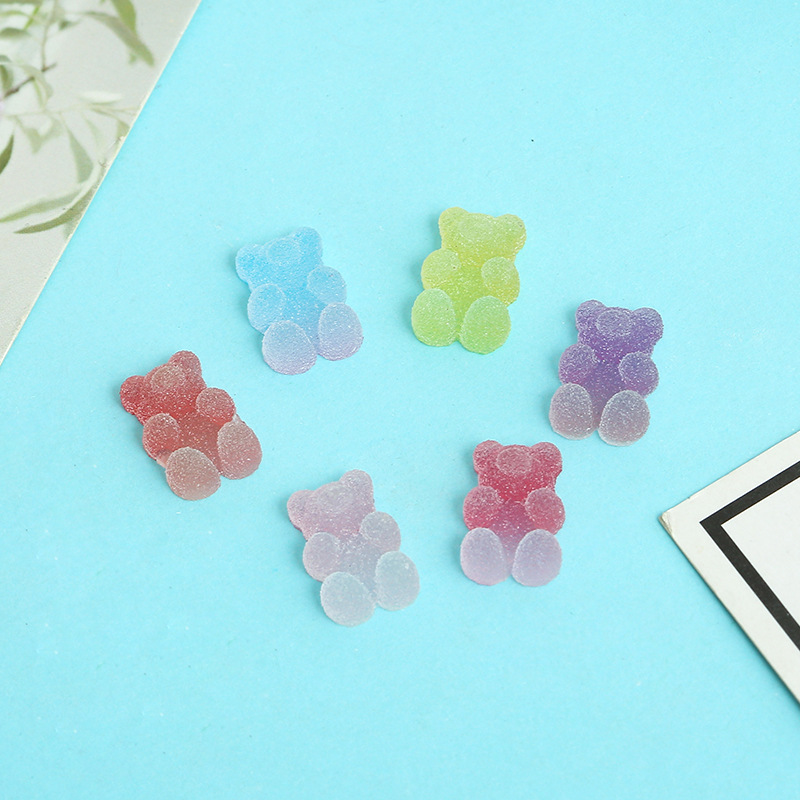 Nuevo gradiente luminoso resina esmerilado oso suave caramelo jalea DIY crema pegamento teléfono móvil Shell parche horquilla parche