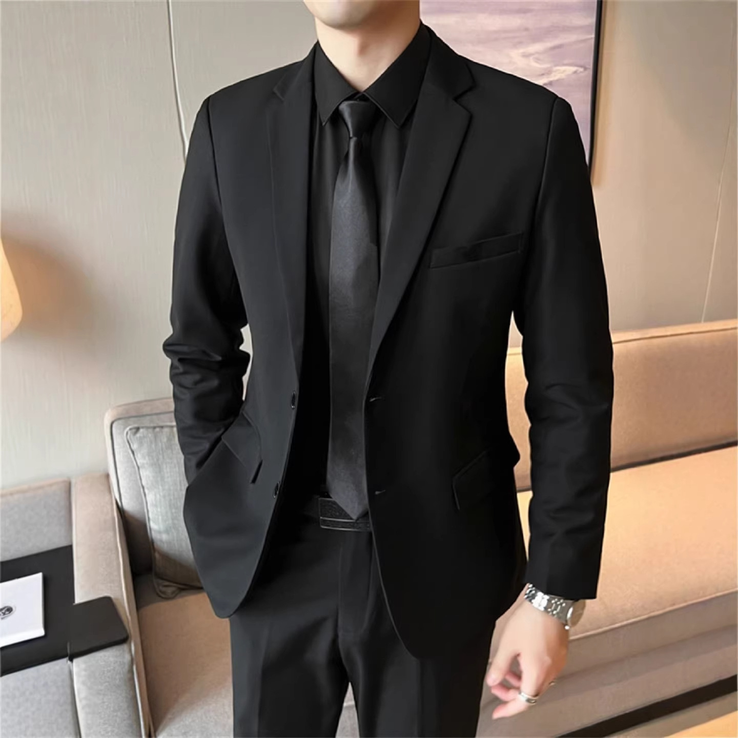 西服外套男士修身套装高级感休闲商务职业正装痞帅伴郎礼服小西装