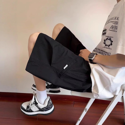 Men's Summer Work Shorts in American Trend Style, Versatile, Thin, Quick-Drying, Loose, Casual, Five-Finger Pants, 2025