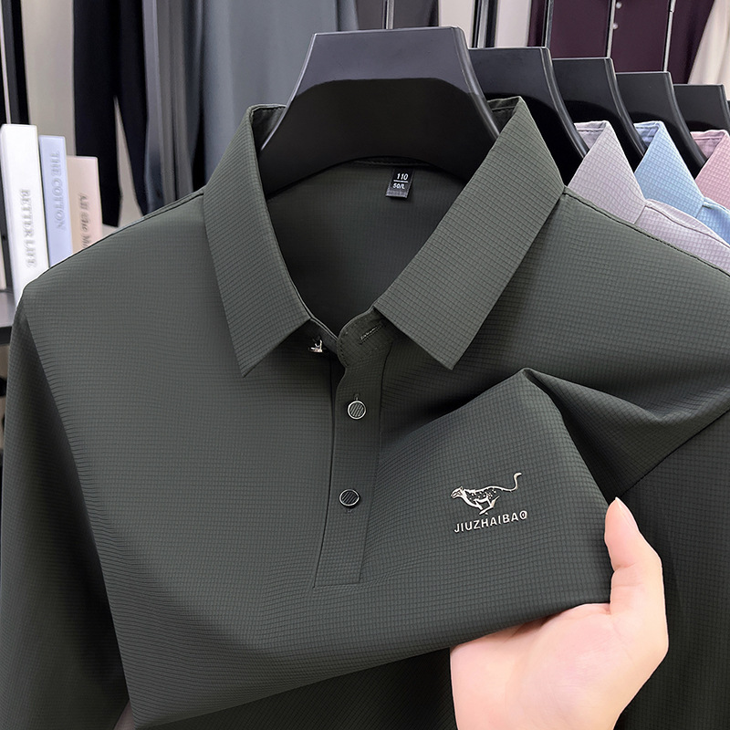 Long-Sleeved Polo Shirt Men's T-Shirt Autumn and Winter New Business Lapel Top Loose Casual High-End Men's T-Shirt Dropshipping