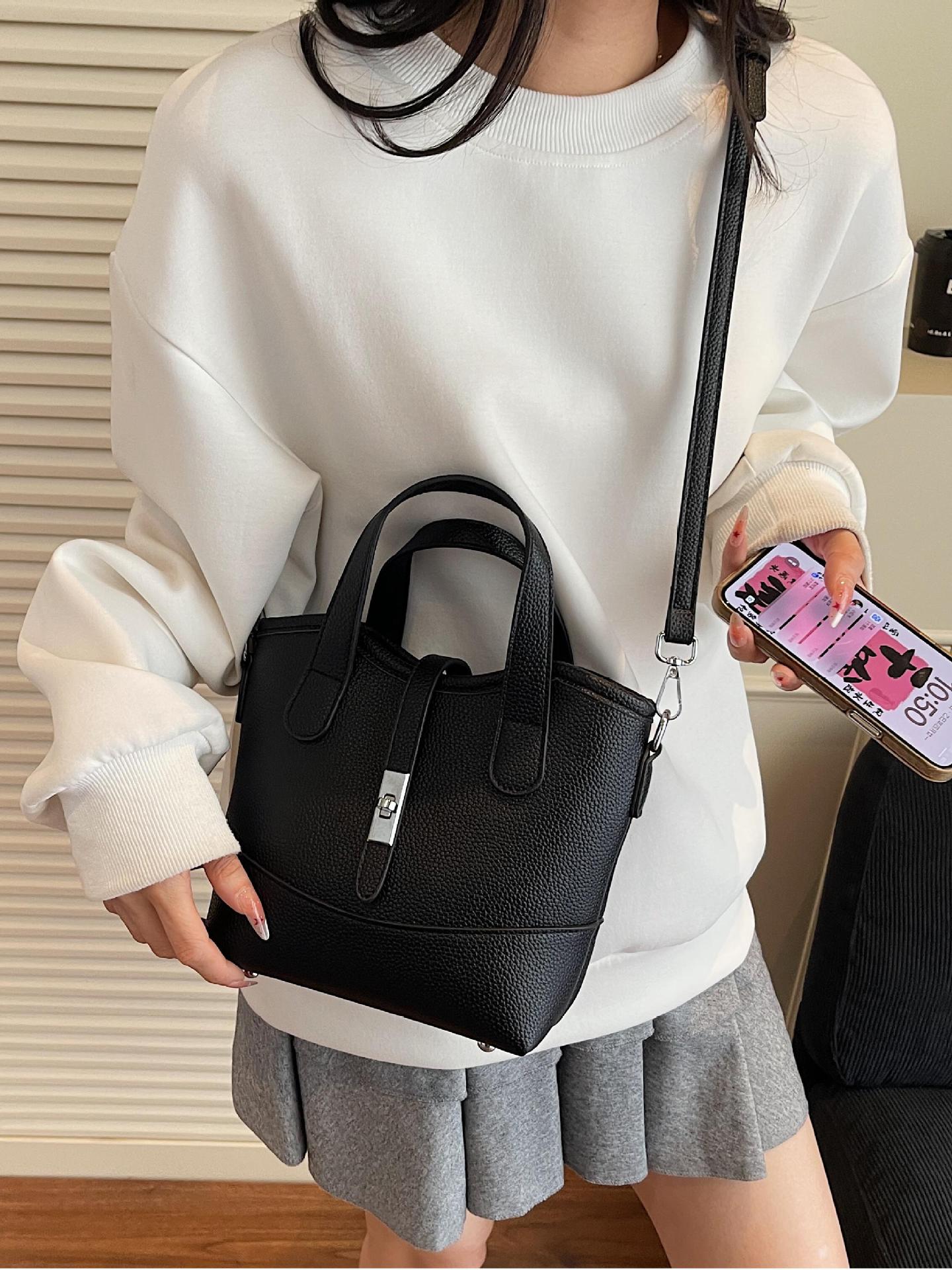 2025 nueva venta caliente transfronteriza bolso de cubo de mano moda femenina color de contraste fabricante de un solo hombro al por mayor bolso de mensajero sentido de alta gama