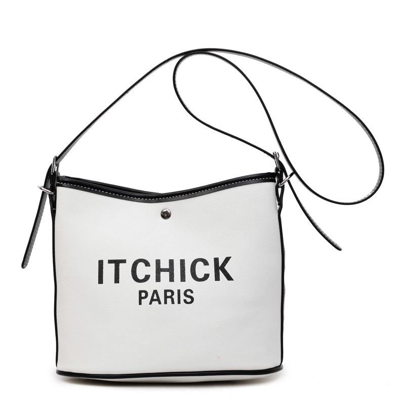Transfronterizos de gran capacidad bolso de cubo portátil de tela de mujer impresión de letras de moda alta textura versátil mochila