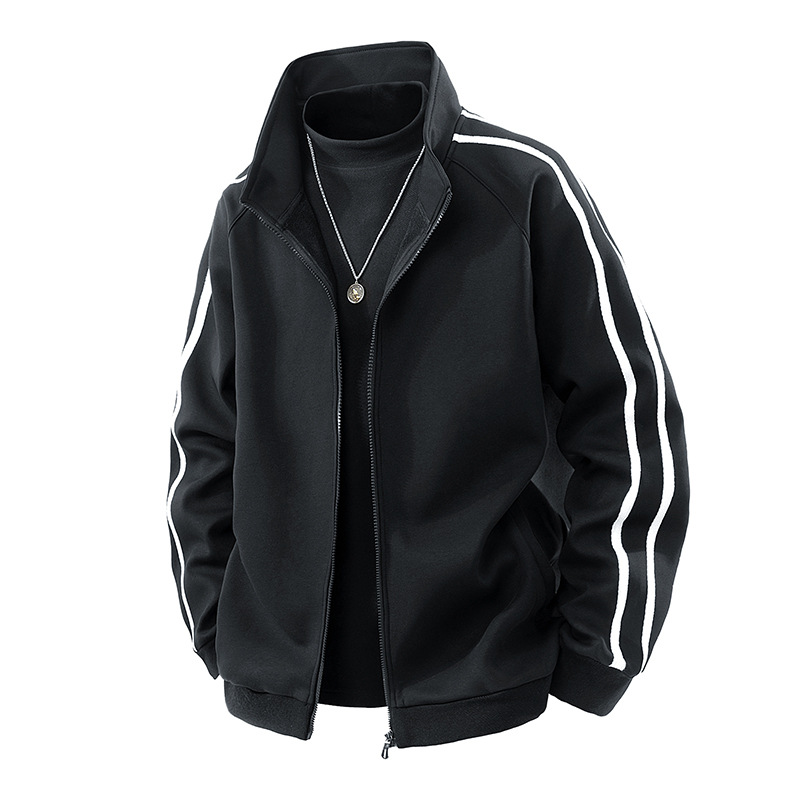 Cardigan de moda transfronterizo chaqueta de color americano chaqueta de rayas de otoño hombre chaqueta de béisbol grande suelta image 3