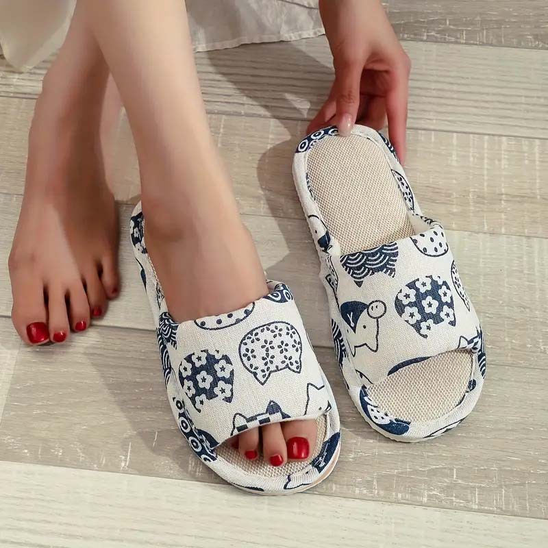 남성과 여성을위한 린넨 슬리퍼 여름 실내 집 미끄럼 방지 가정용 사계절 바닥 커플 봄, 가을 면화 및 린넨 홈 남성