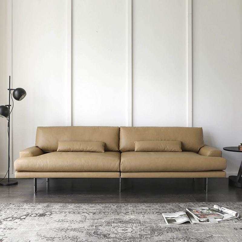 Sofá de cuero nórdico sala de estar apartamento pequeño moderno hogar italiano extremadamente simple diseñador tres posiciones Hardy