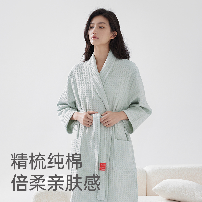 M3AO 순면 거즈 와플 목욕 가운 여성 흡수성 속건성 목욕 가운 성인 호텔 남성 여름 목욕 타월