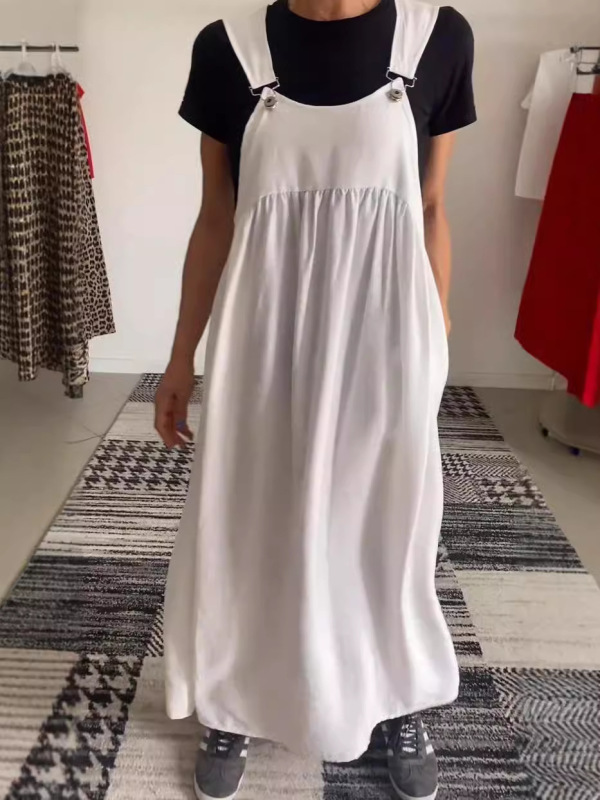 2025 夏の新ヨーロッパとアメリカのクロスボーダー Amazon 独立したステーションホット販売女性のサスペンダーコットンとリネンドレスロングスカート女性|undefined