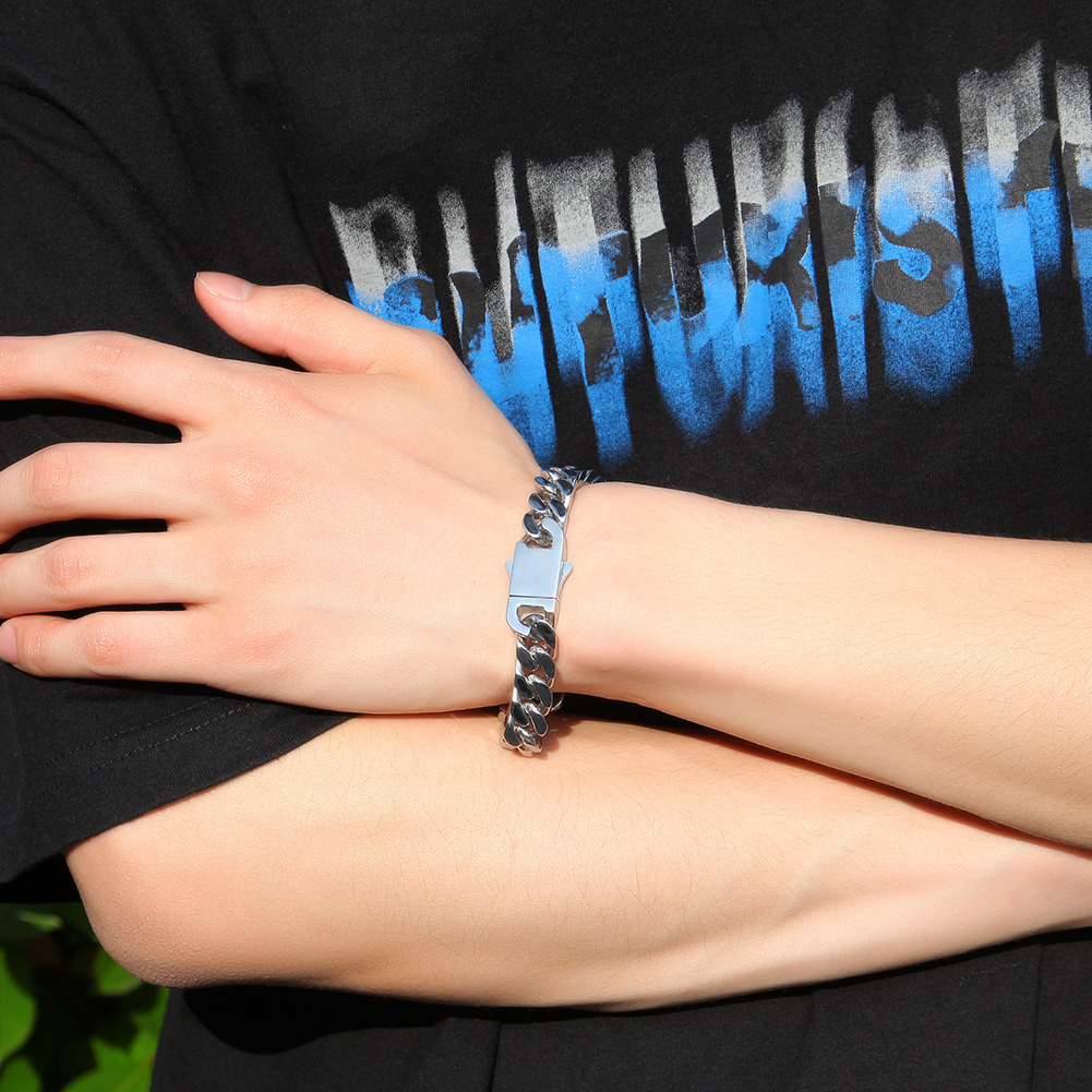 68g Weight Bracelets Classification 316L Stainless Steel Chain Material 1 Piece Quantity Holiday, Daily Occasion 316L Stainless Steel Material Geometric Pattern Men's Gender Simple Style Style Waterproof Non Tarnish, Surgical Steel Craft Simple Style 316L Stainless Steel  Geometric Men's Chain Bracelets 10