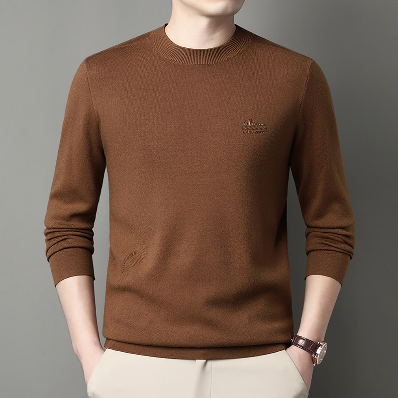 High Count and High Density Stretch Men's Sweater Autumn and Winter New Loose Casual Sweater Anti-Pilling Light Luxury Sweater for Men