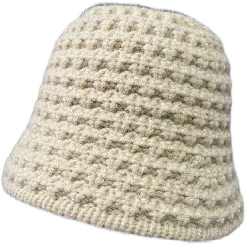 Cappello da pescatore ad ago da donna, versione coreana, alla moda, autunno e inverno, colore unico, versatile, dolce, in lana, lavorato a maglia, caldo, stile straniero alla moda_voghion.com