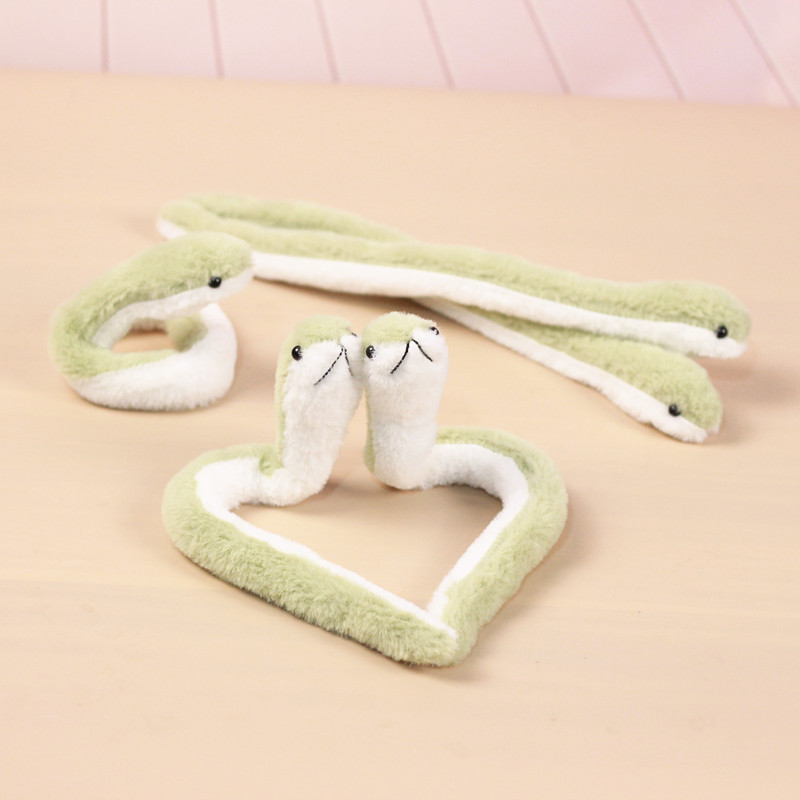 뱀 마스코트 봉제 장난감 인형 창조적 인 구부릴 수있는 작은 녹색 뱀 인형 재미있는 천 선물