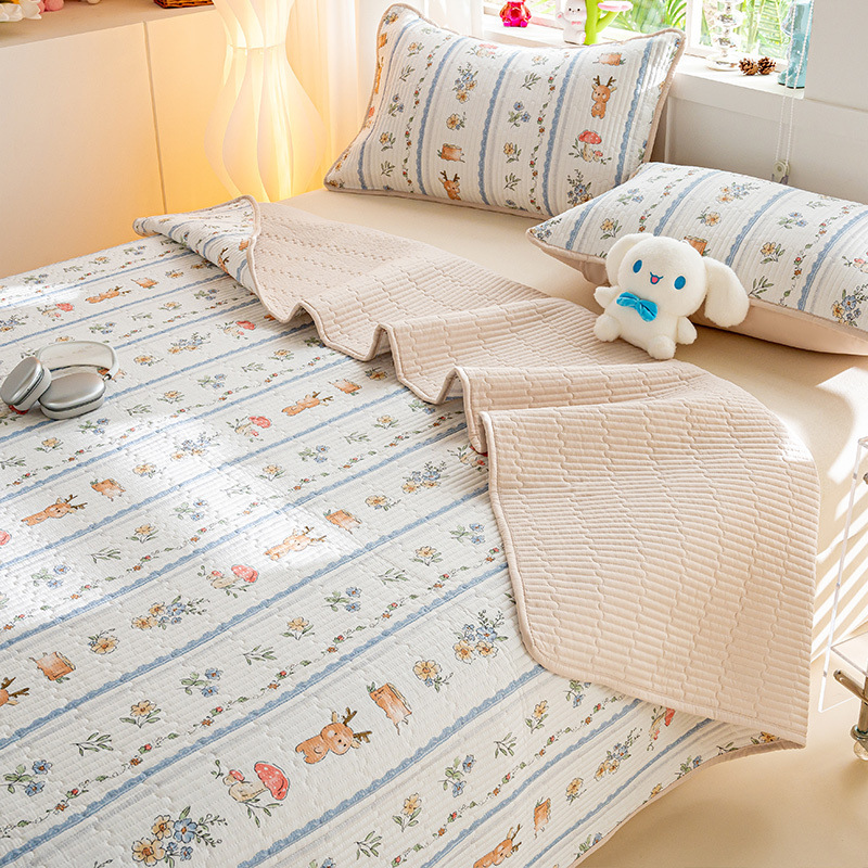 Tapa de cama de algodón de verano de una sola pieza 2025 nuevo traje de tres piezas de sábanas acolchadas de tatami de algodón universal de cuatro estaciones