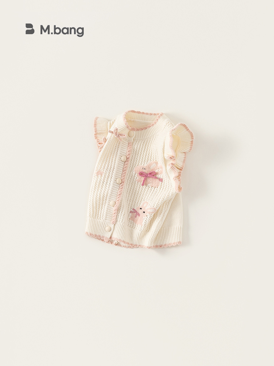 Youbao ropa para niños suéter de primavera para niñas suéter de manga voladora para niños chaleco de lazo de conejo dulce para niñas